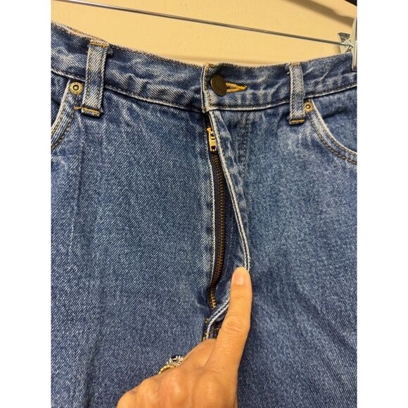 VTG - EDDIE BAUER Fleece Lined Jeans, Medium Wash, Zip Fly, Sz 35x32 - Picture 5 of 10